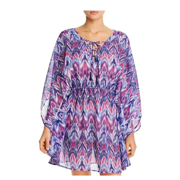 Tommy Bahama Ikat Mirage Lace-Front Tunic Swim Coverup - Picture 11 of 12